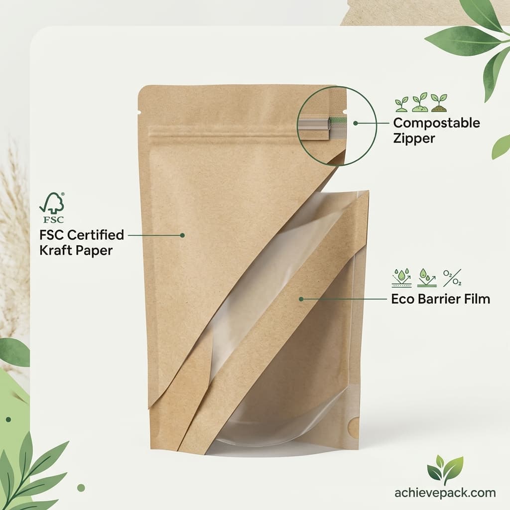 Kraft Paper Zipper Doypack Infographic