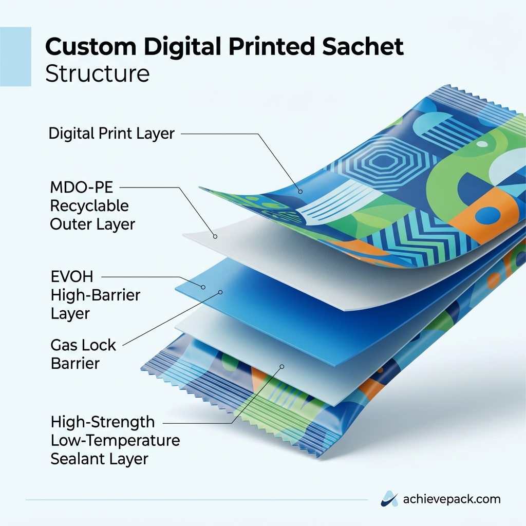 Premium Custom Digital Printed Sachets Infographic Solutions